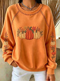 Women'S Casual Autumn Pumpkin Round Neck Long Sleeved Sportswear