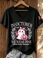 Women'S In October We Wear Pink Print T-Shirt