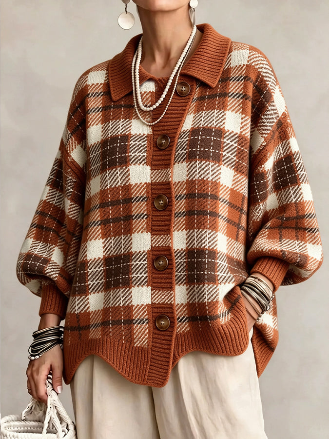 Women'S Plaid Printed Casual Sweater