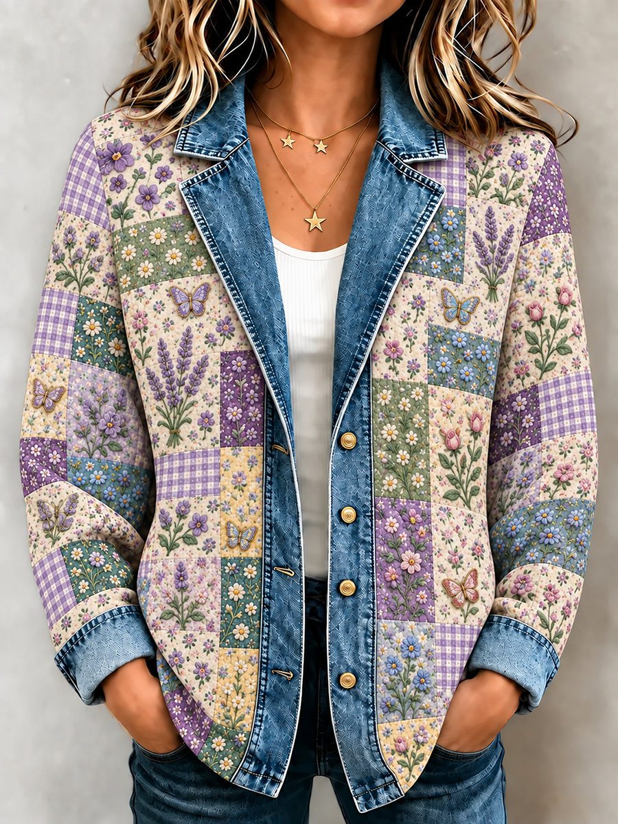 Women'S Butterfly Pattern Splicing Effect Jacket