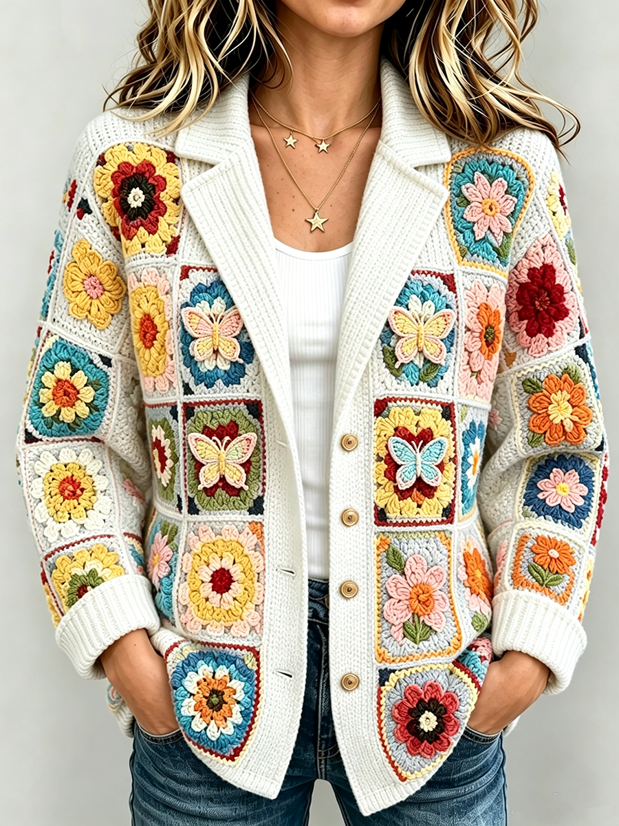 Women's Patchwork Art Knitted Cardigan