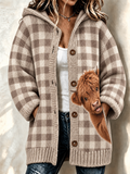 Women'S Autumn Highland Cattle Print Knitted Cardigan