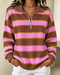 Women's Casual Striped Zip-Up Sweatshirt