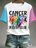 Women All Cancer Ribbons Awareness T-Shirt Cancer Sucks Print