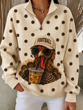 Women's Casual Thanksgiving Turkey  Football Print Top