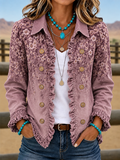 Women's Western Cowboy Flower Hemp Splicing Jacket