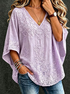 Women'S Cotton And Linen Floral Casual Vacation Top