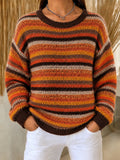 Women'S Striped Printed Casual Sweater