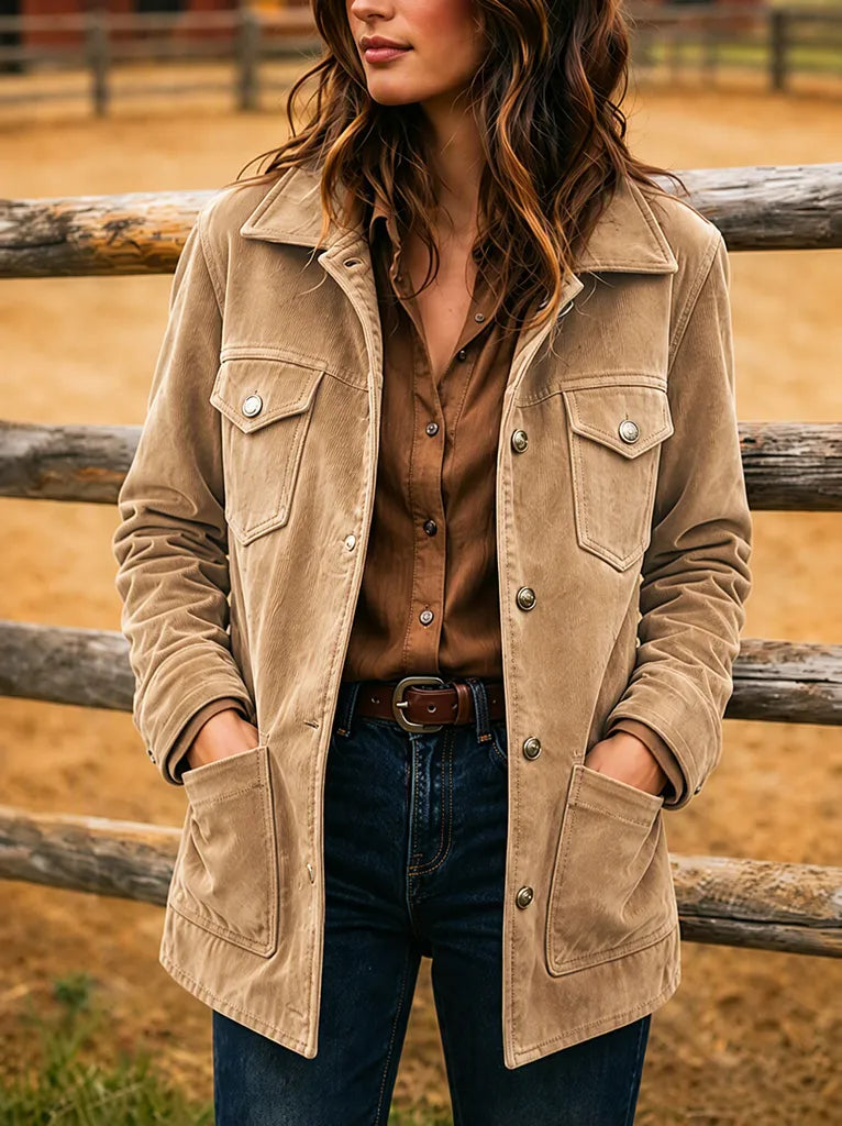 Women'S Retro Collar Mid Length Jacket
