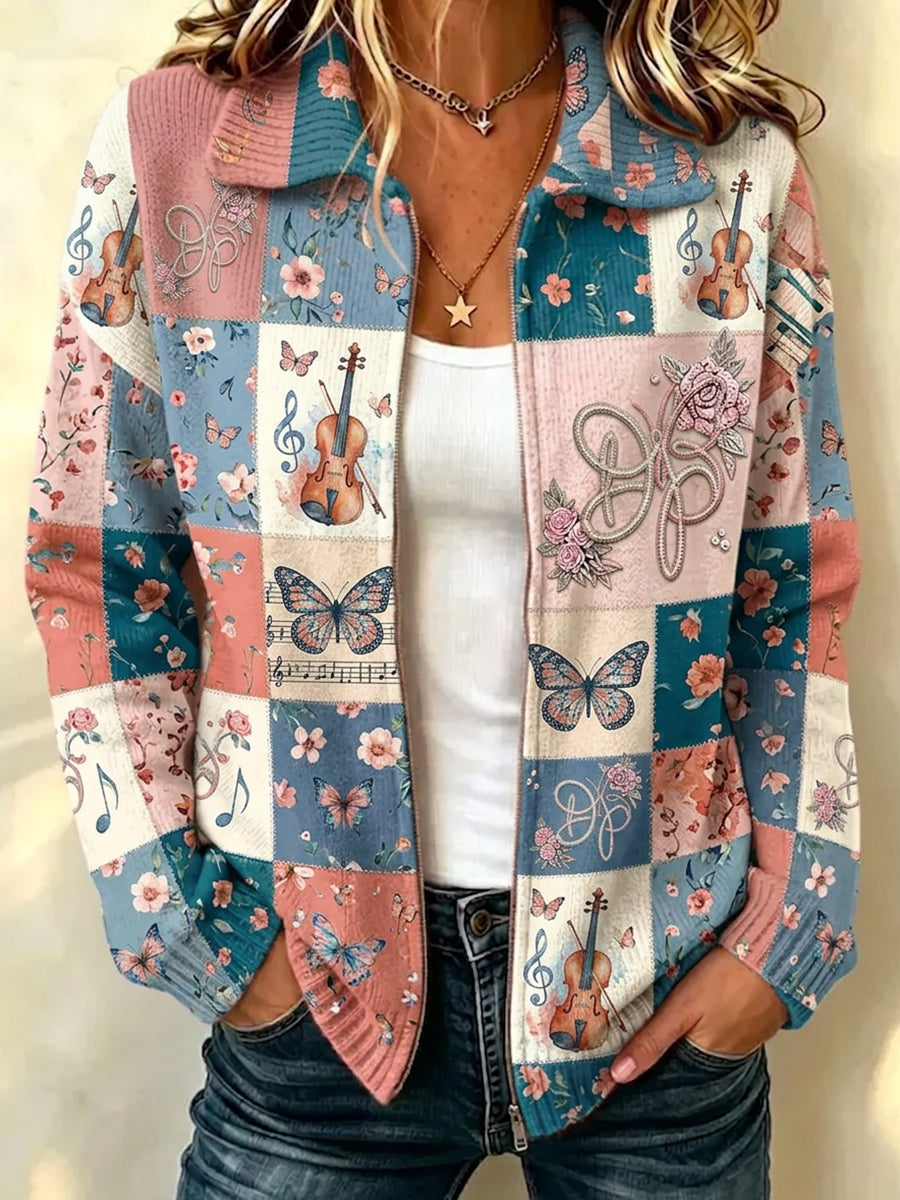 Women'S Rugby Gradient Printed Knitted Cardigan