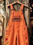Women's Retro Autumn Plaid Cross Print Overalls