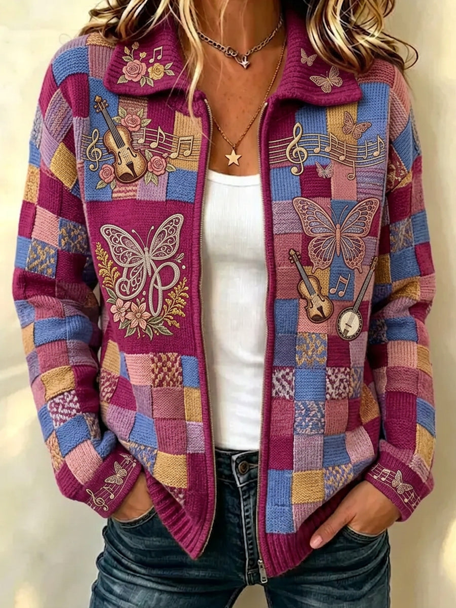 Women'S Legendary Singer Commemorative Printed Knitted Cardigan