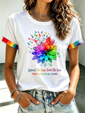 Women's All Cancer Awareness Printed Round Neck T-shirt
