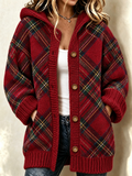 Women'S Retro Classic Plaid Knitted Cardigan From Canada