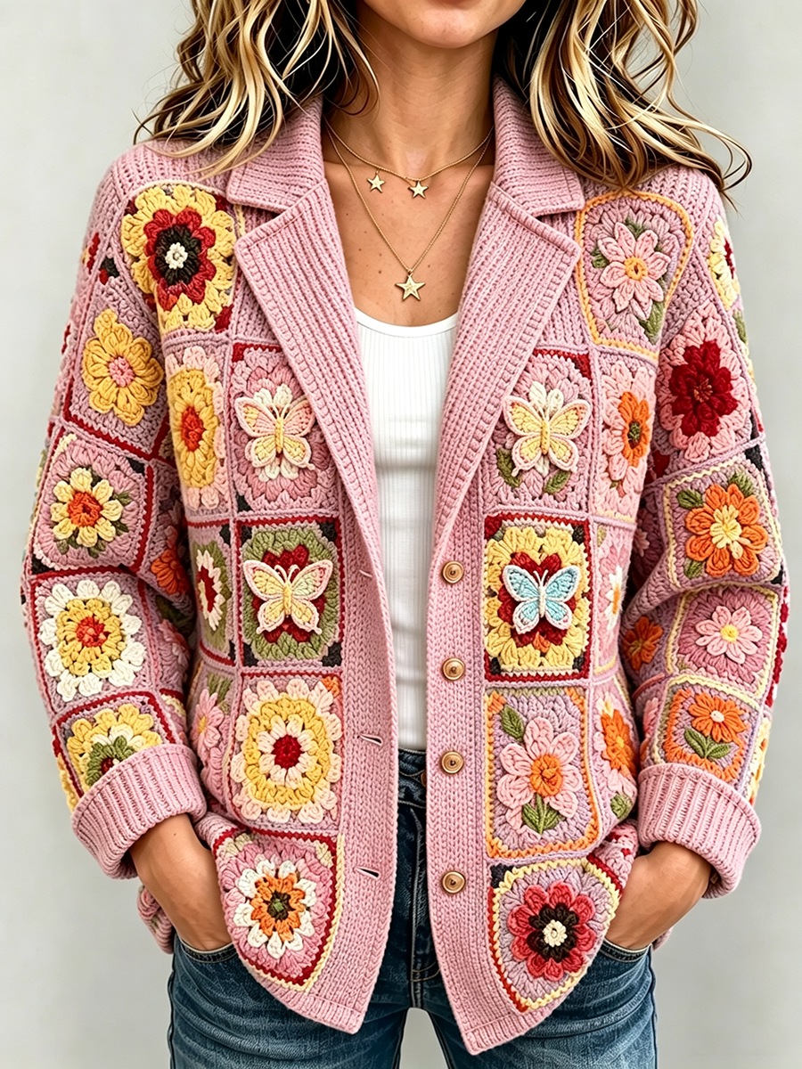 Women's Patchwork Art Knitted Cardigan