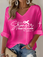 Women'S Stronger Than the Storm  Print Waffle  Top