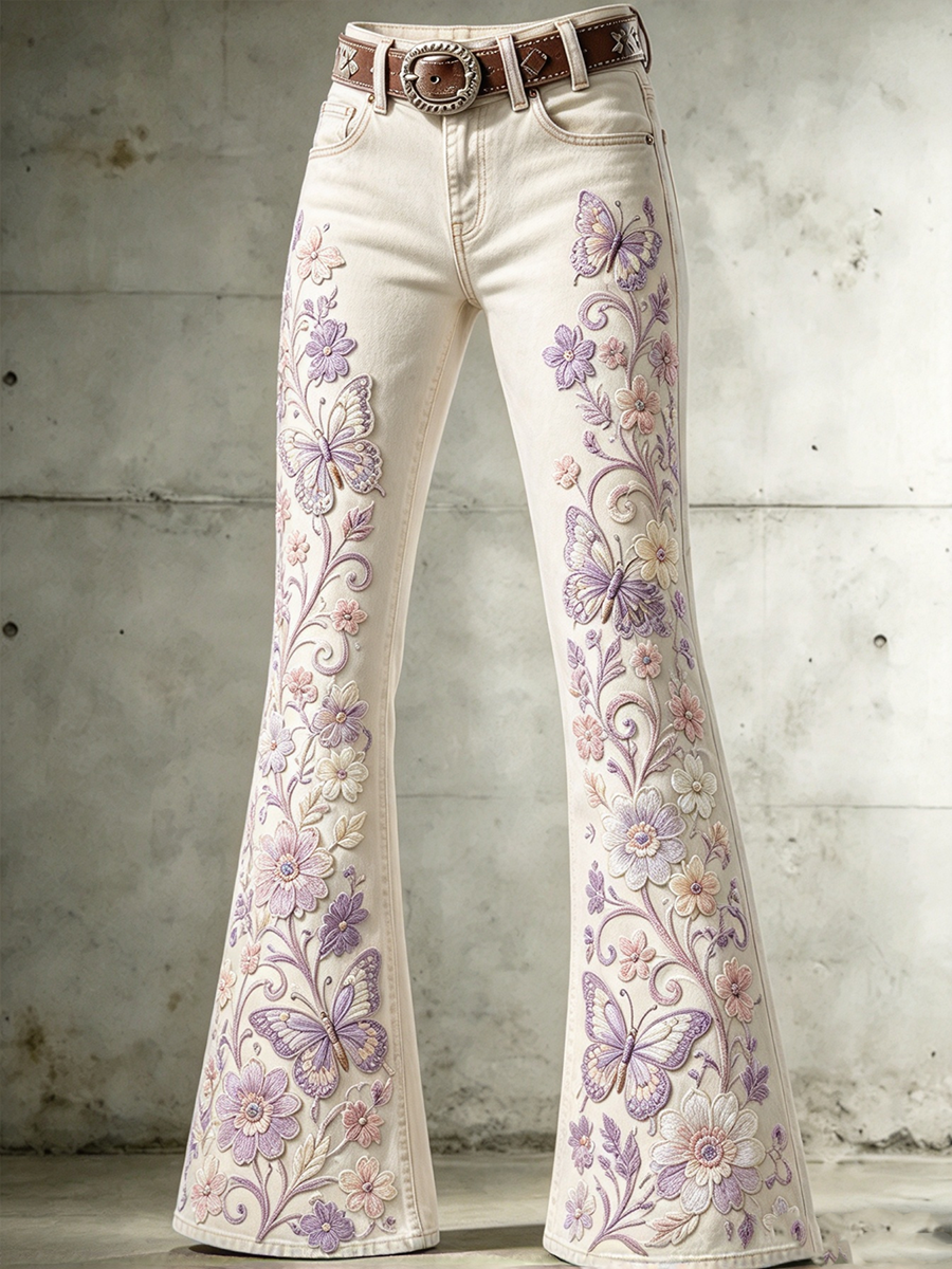 Women's Floral Pattern Jeans