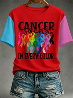 Women All Cancer Ribbons Awareness T-Shirt Cancer Sucks Print