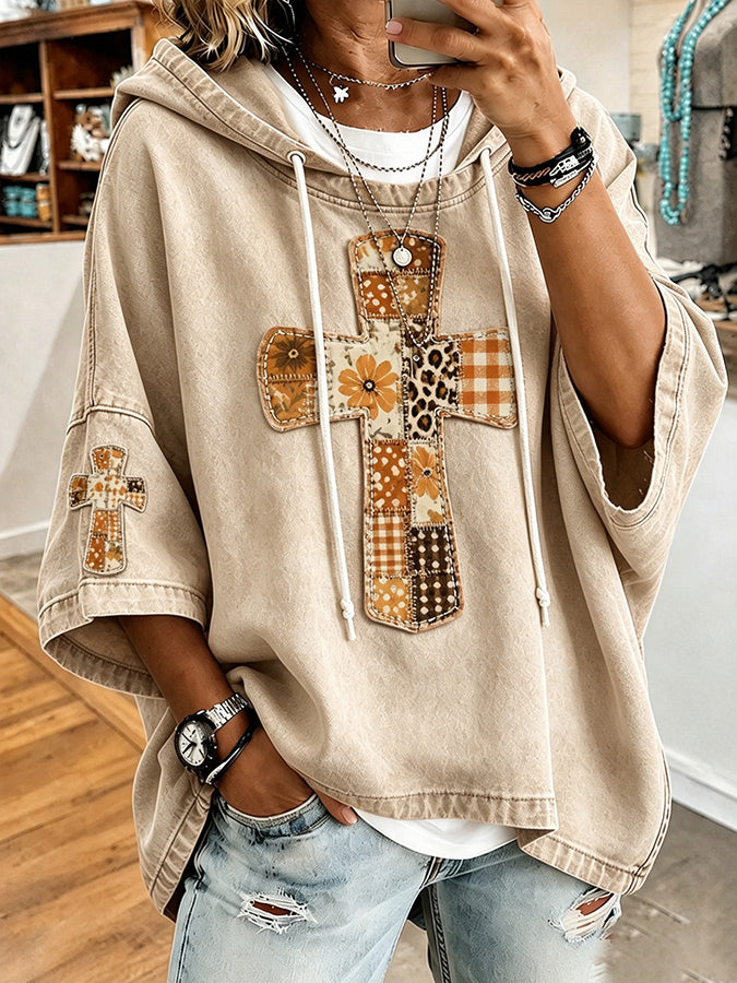 Women'S Retro Autumn Cross Jesus Pattern Sweatshirt