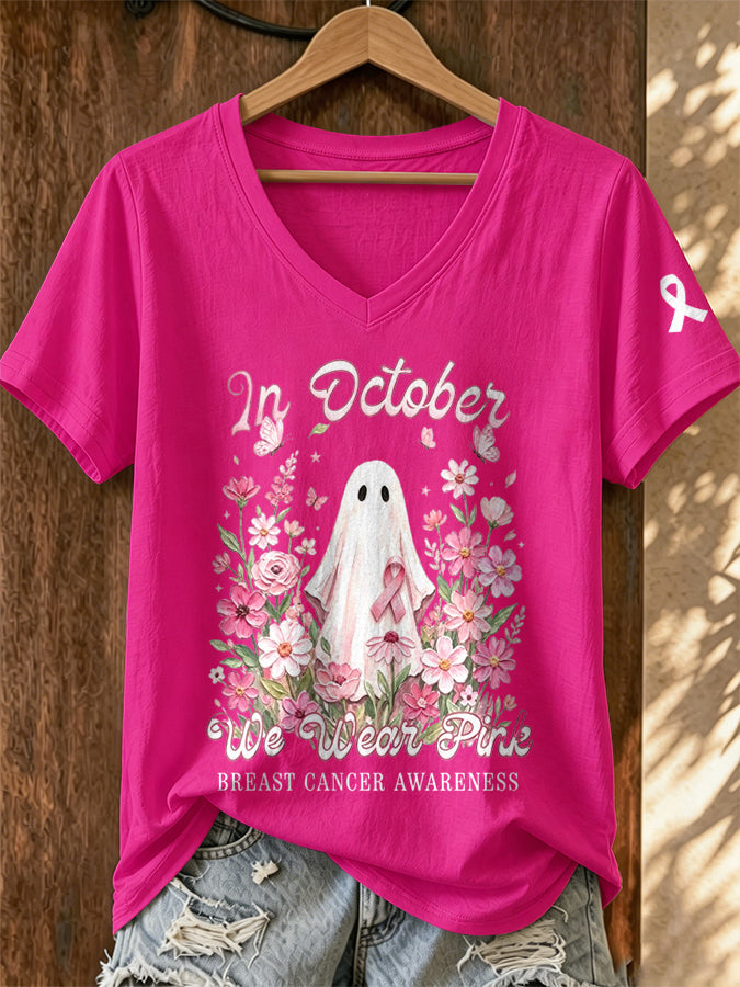 Women's Breast Cancer Print T-shirt