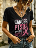 Women'S Breast Cancer Print V-Neck T-Shirt