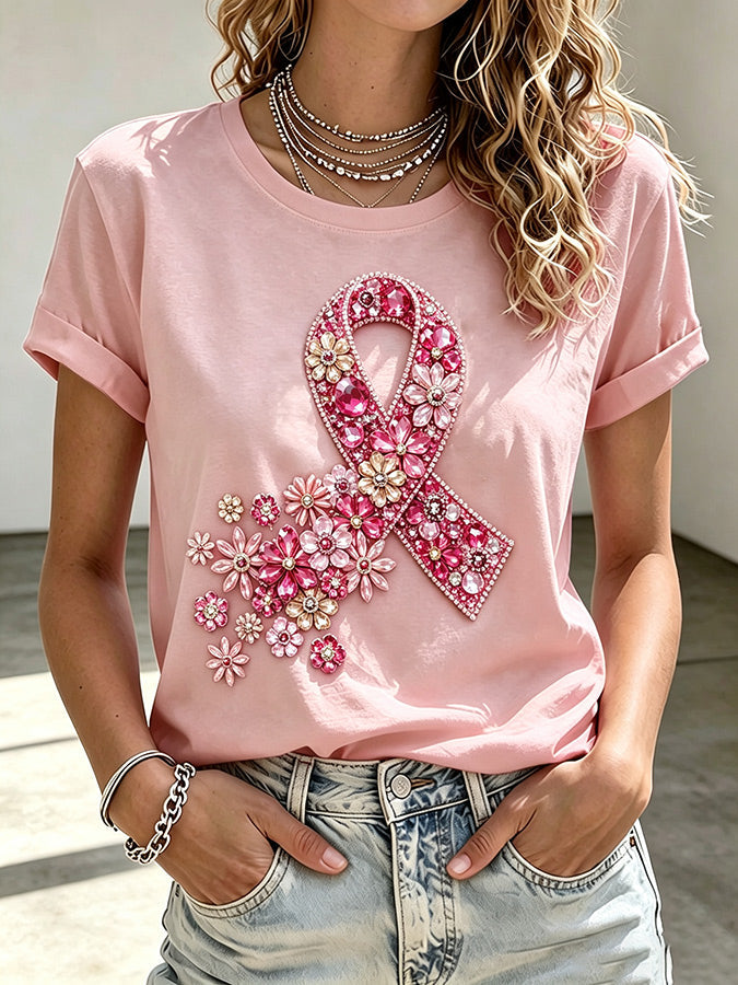 Women'S Breast Cancer Promotion Printed Casual T-Shirt