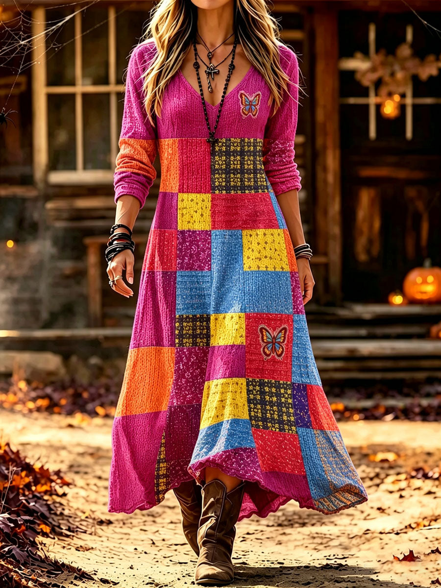 Ladies' Butterfly Pattern Casual Dress