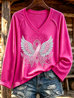 Women'S Breast Cancer Awareness Printed Long Sleeve T-Shirt