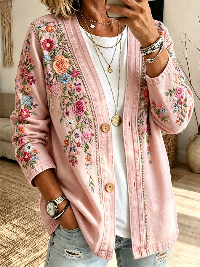 Women'S Floral Printed Casual Cardigan