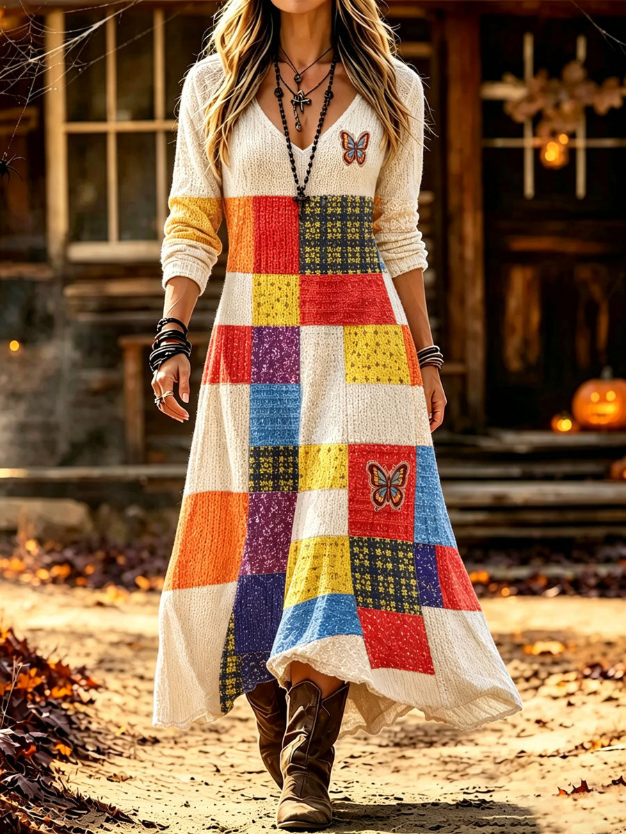 Ladies' Butterfly Pattern Casual Dress