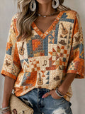 Women's Tennessee Quilting & Patchwork V-Neck Three-quarter sleeve T-shirt