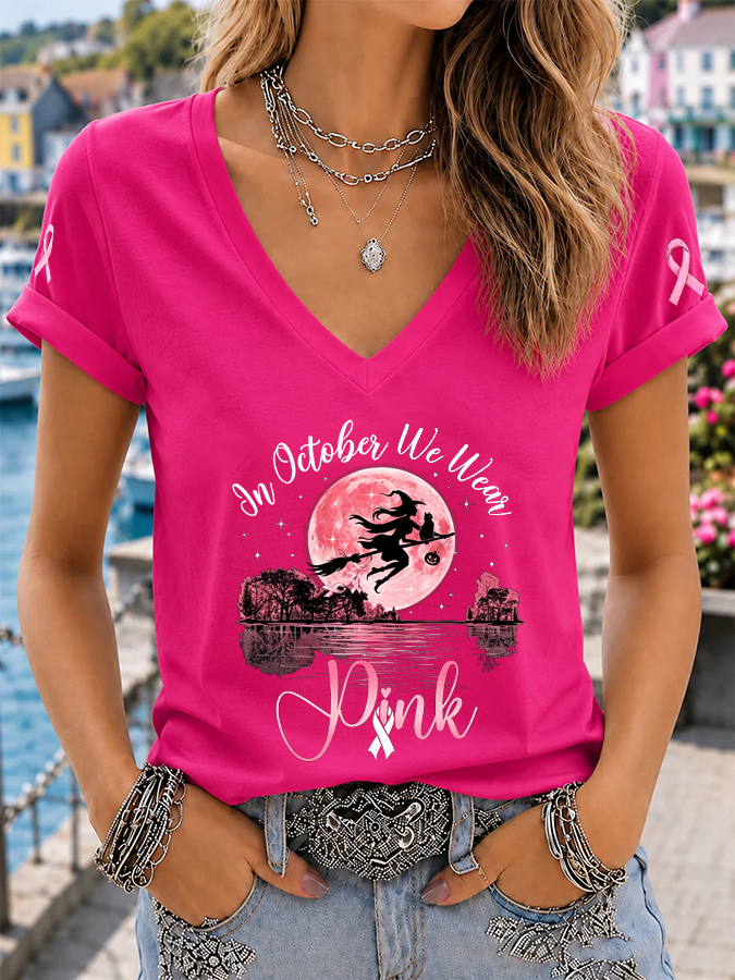 Women's In October We Wear Pink  Print T-shirt