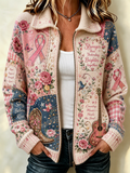 Women'S Retro Butterfly Country Music Flower Printed Cardigan