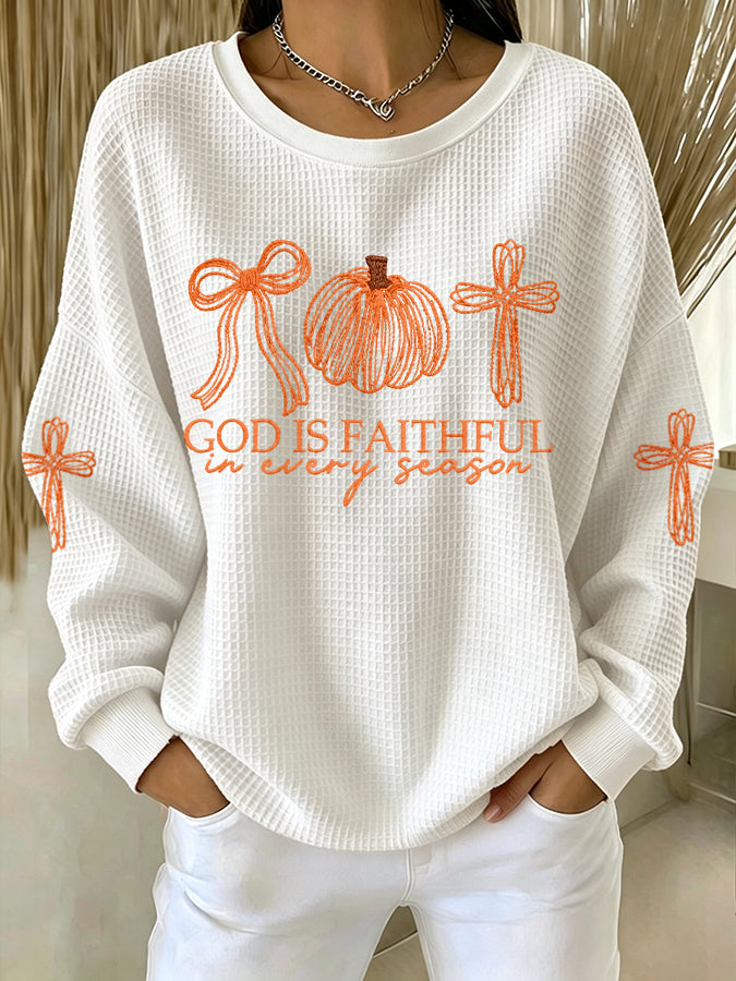Women'S GOD IS FAITHFUL In Every Season Waffle Sweatshirt