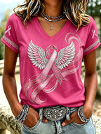 Women'S Breast Cancer Awareness Printed Casual T-Shirt