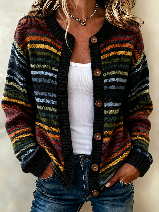 Women'S Casual Prints Knitted Cardigan Top