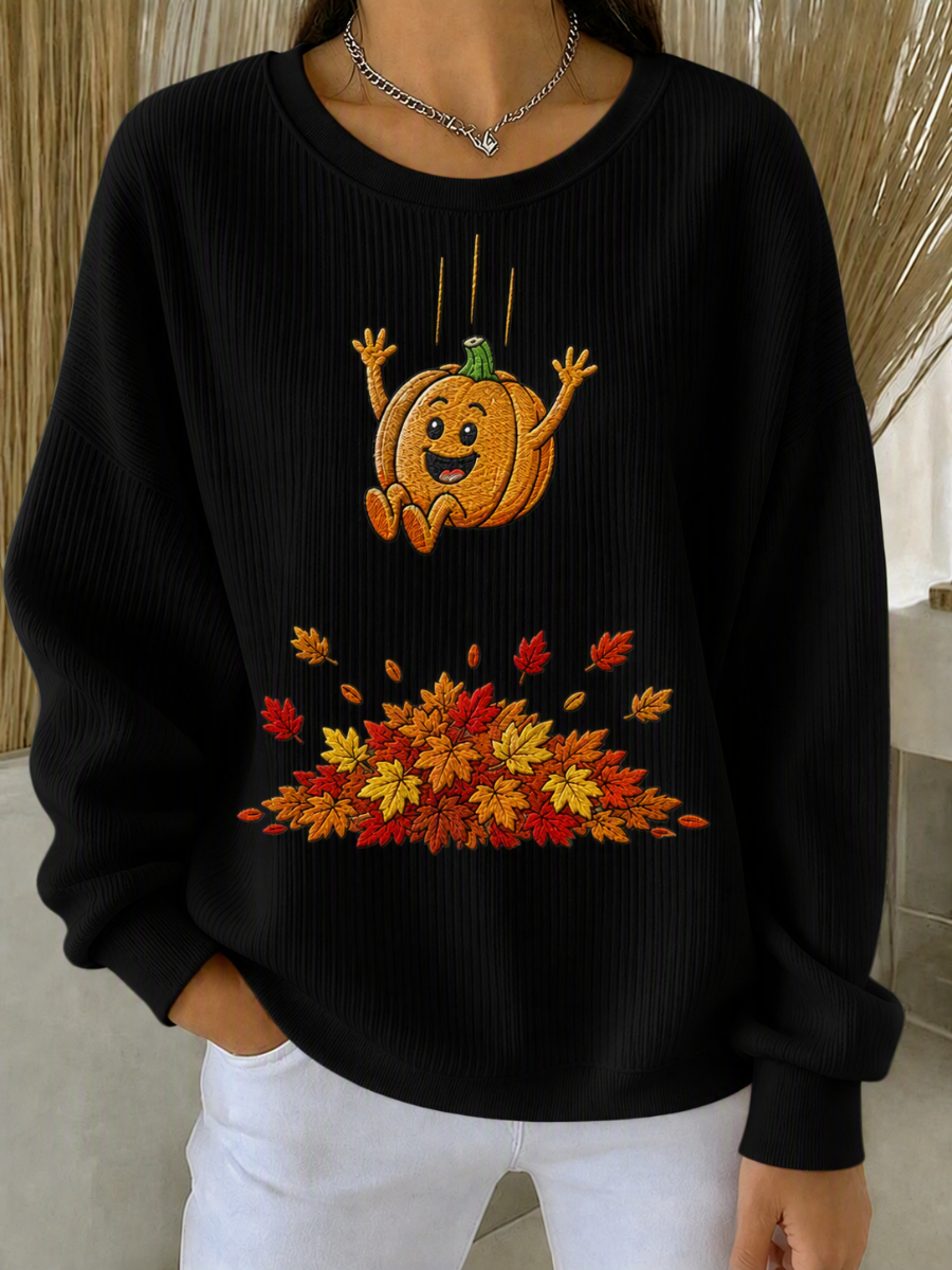 Women's Casual Fall Pumpkin Print Pullover Sweatshirt