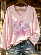 Women'S Breast Cancer Awareness Printed Long Sleeve T-Shirt