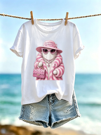 Women's In October We Wear Pink Printed Casual T-Shirt