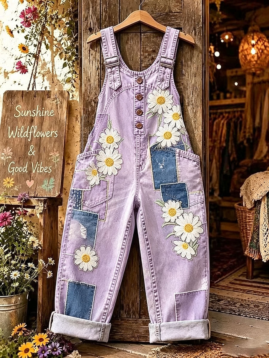 Women'S Floral Patterned Overalls