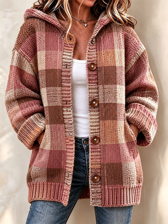 Women'S Autumn Vintage Plaid Printed Casual Cardigan