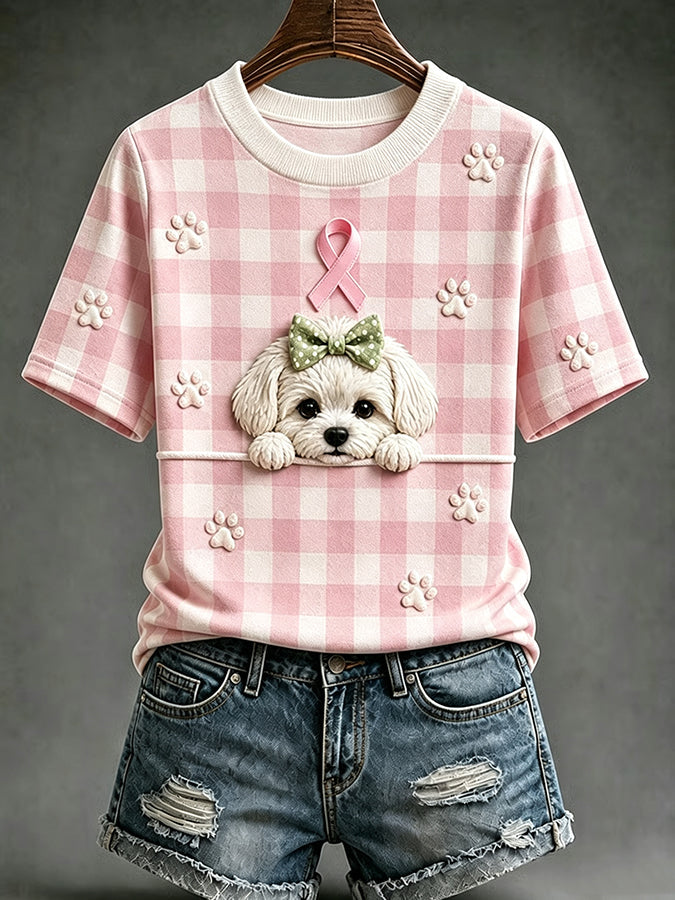Women's Retro Dog Printed T-shirt