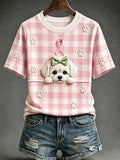 Women's Retro Dog Printed T-shirt