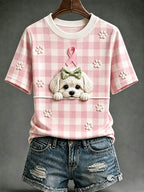 Women's Retro Dog Printed T-shirt