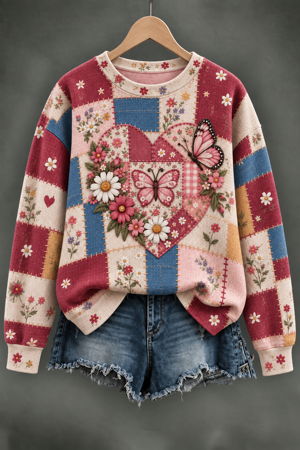 Women'S Floral Pattern Art Round Neck Top