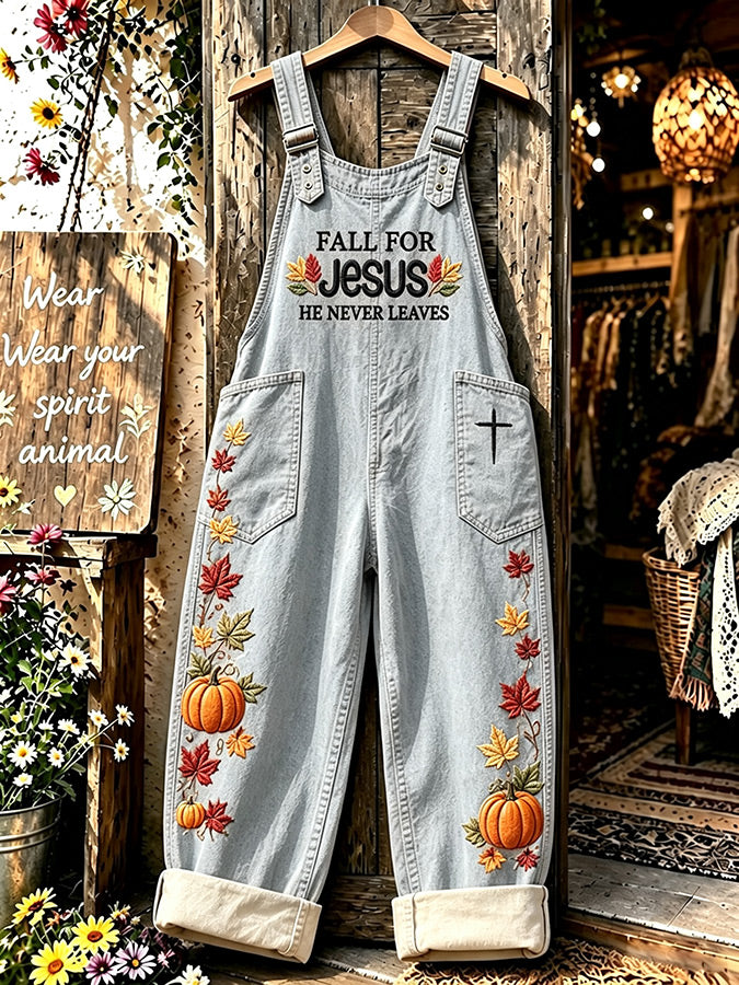 Women's Retro Autumn Plaid Cross Print Overalls