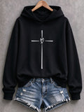 Women'S Cross Printed Hoodie