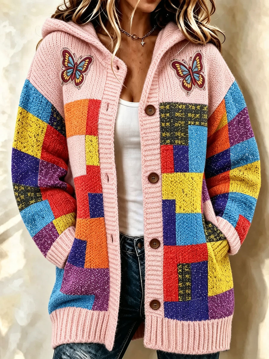 Women'S Butterfly Pattern Casual Sweater Long Cardigan