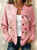 Women's Pink Hummingbird sweater cardigan