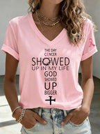 Women'S Breast Cancer Awareness Printed Casual T-Shirt
